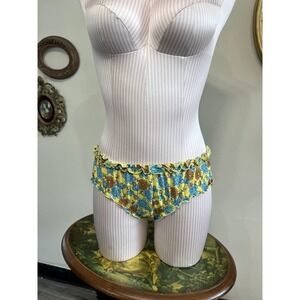 Victoria's Secret Vintage Pout Retro Floral Ruffle Panties Size L Yellow
